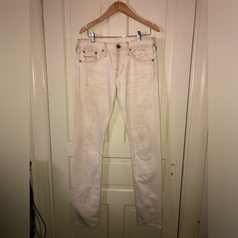 True Religion Men’s Limited Edition Selvedge Button Fly Rustic Khaki Jeans 29